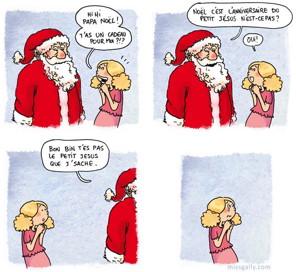 Fillette : Â« Hi, Hi, Papa Noel! Tâ€™as un cadeau pour moi? Â»